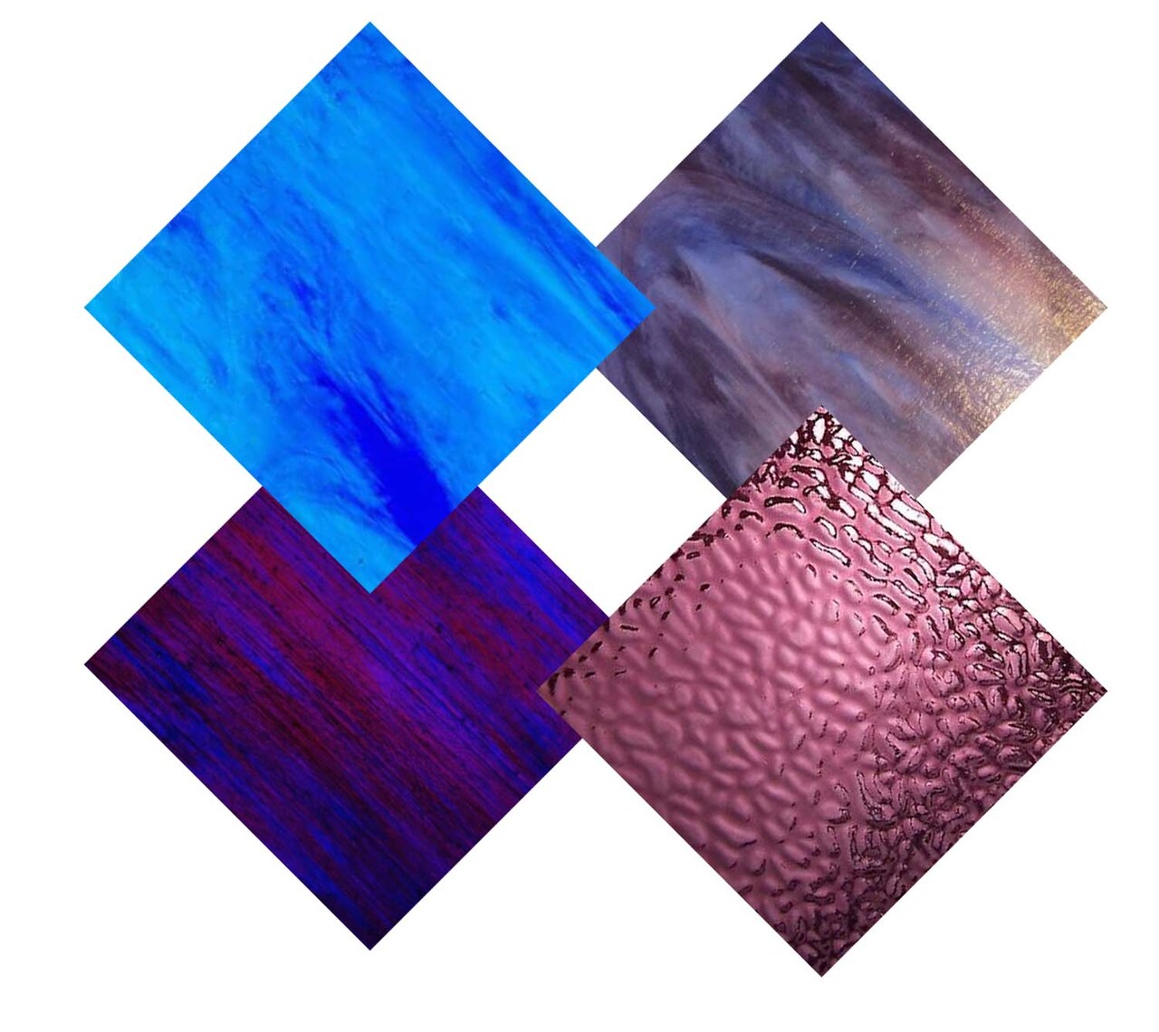 Wissmach 4 Sheet Mixed Color (Blue, Purple) Variety, Stained Glass Pack